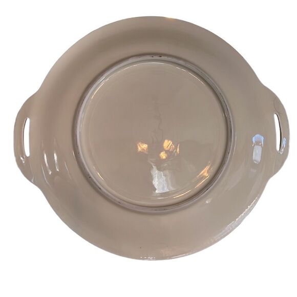 Serving Plate Platter Floral Round with Handles Vintage Peach Rose Gold Accents - Picture 4 of 5